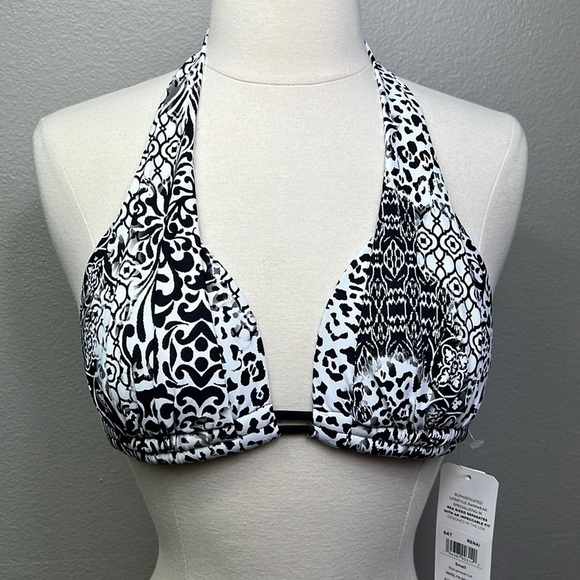 Sunsets Other - NWT Halter Bikini Top Sunsets California Beach Swim Black White Small